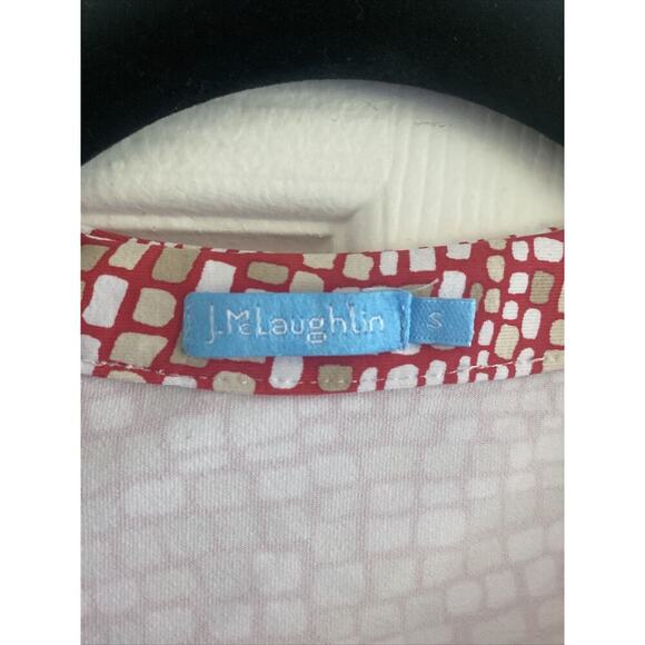 J McLaughlin Small Catalina Cloth Red Tan Blouse Tunic Top - Picture 3 of 5